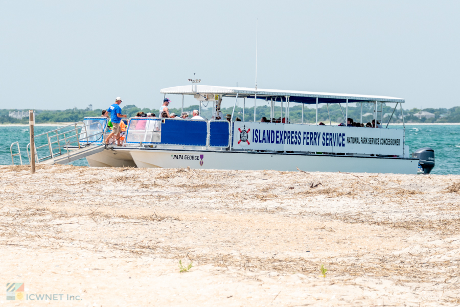 Island Express Ferry dropping passengers on Shackleford Banks
