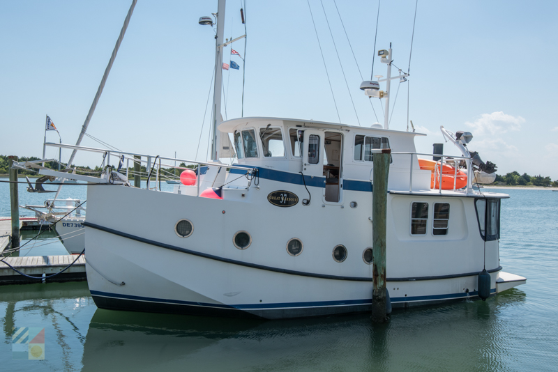 A boat docked in downtown Beaufort