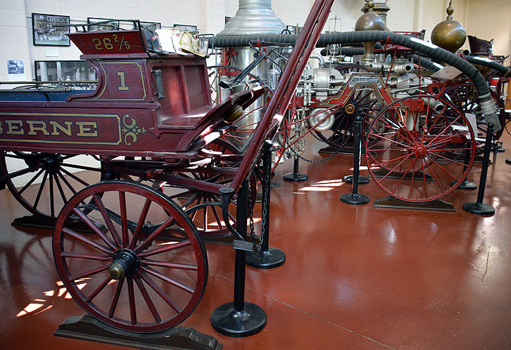 Antique fire wagons at the New Bern Firemans Museum