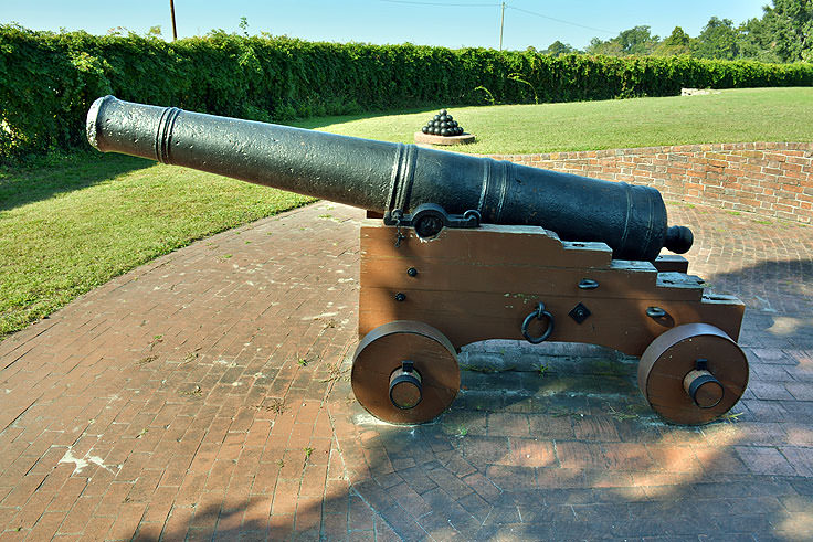 A canon protects Tryon Palace in New Bern, NC