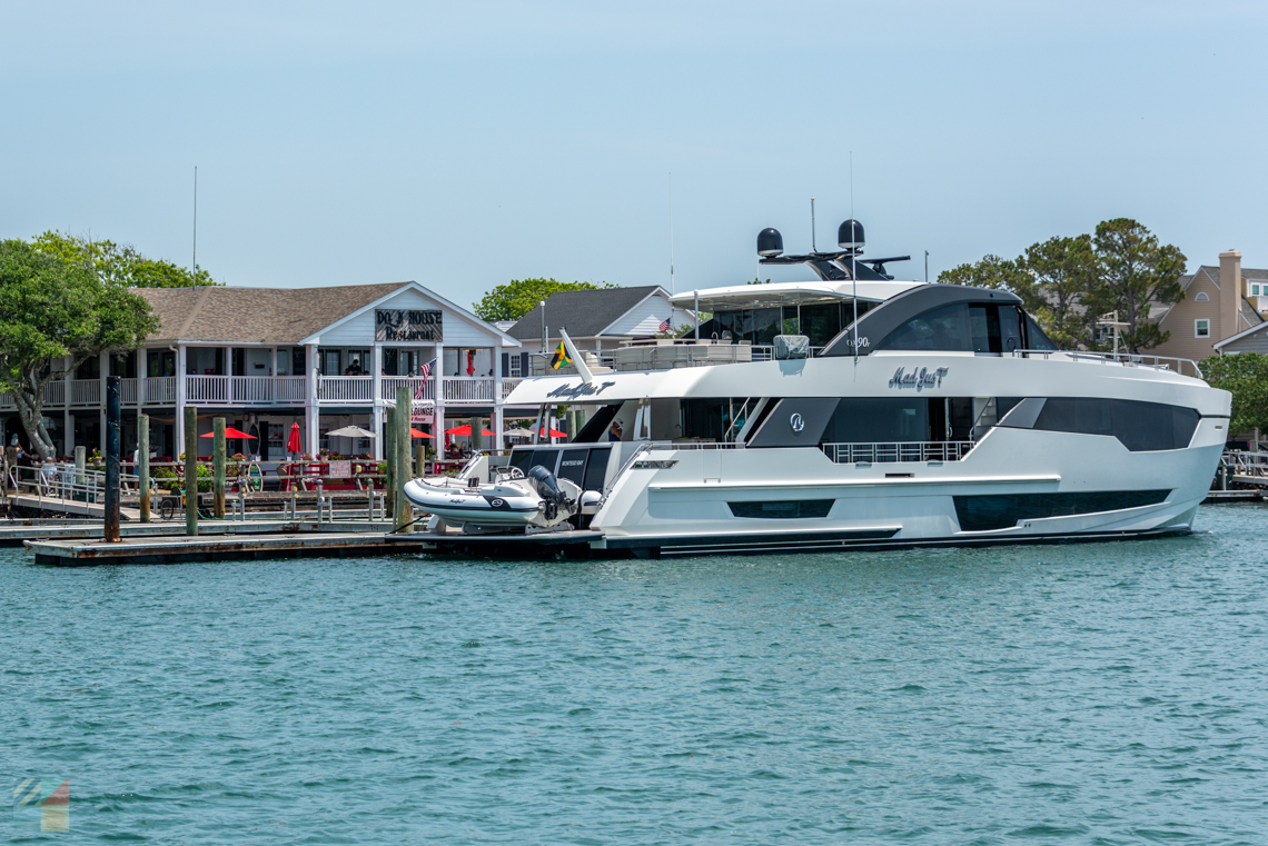 A yacht docked downtown Beaufort NC