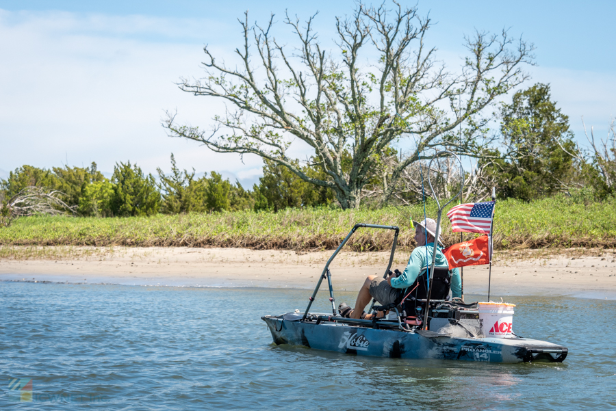 Kayaker fishing from Beaufort NC